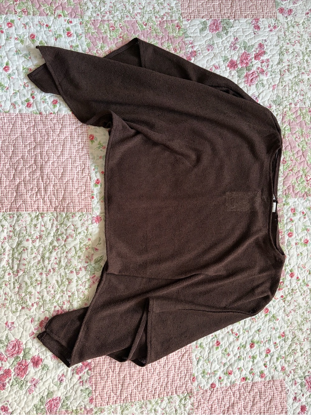 H&M Dark Brown Boat Neck Lightweight Knit Cape Top